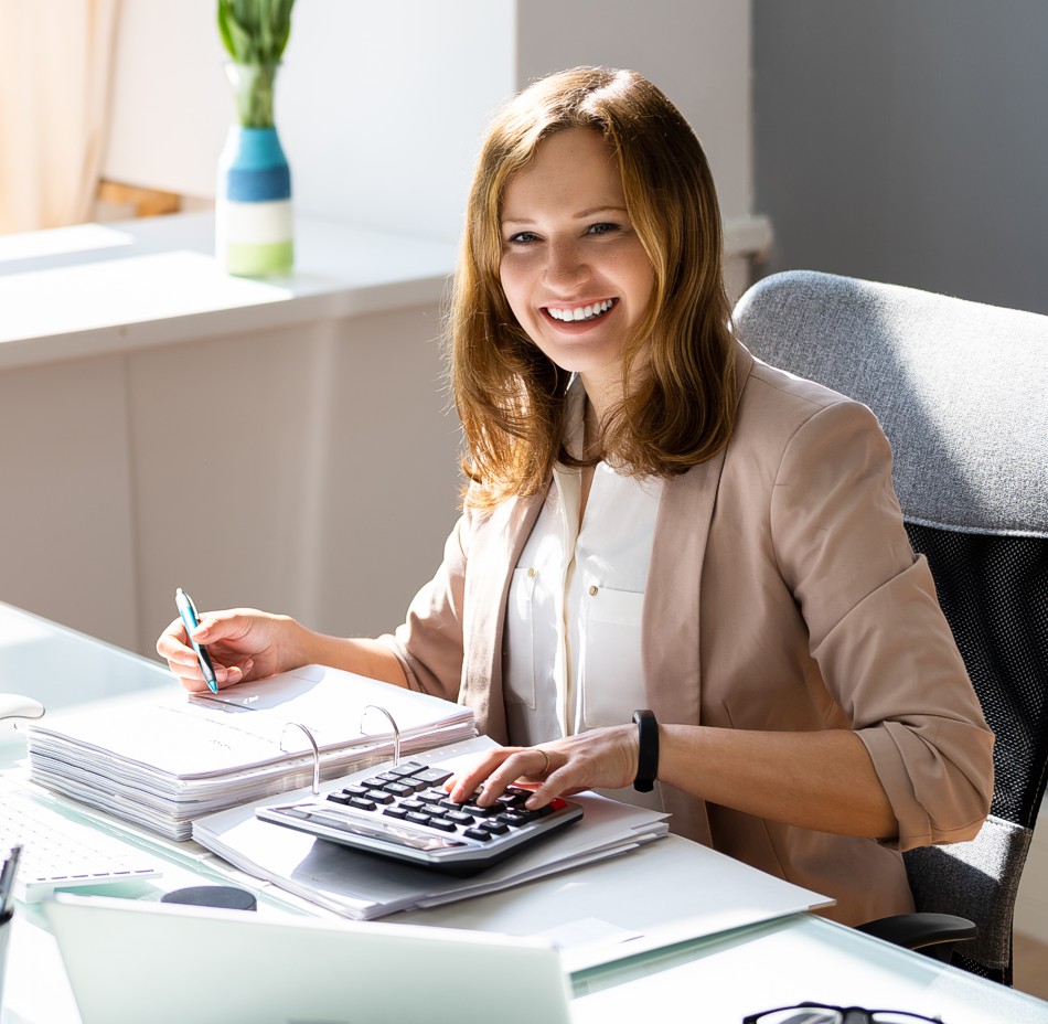 Professional Accountant Woman In Office Doing Accounting And Budget
